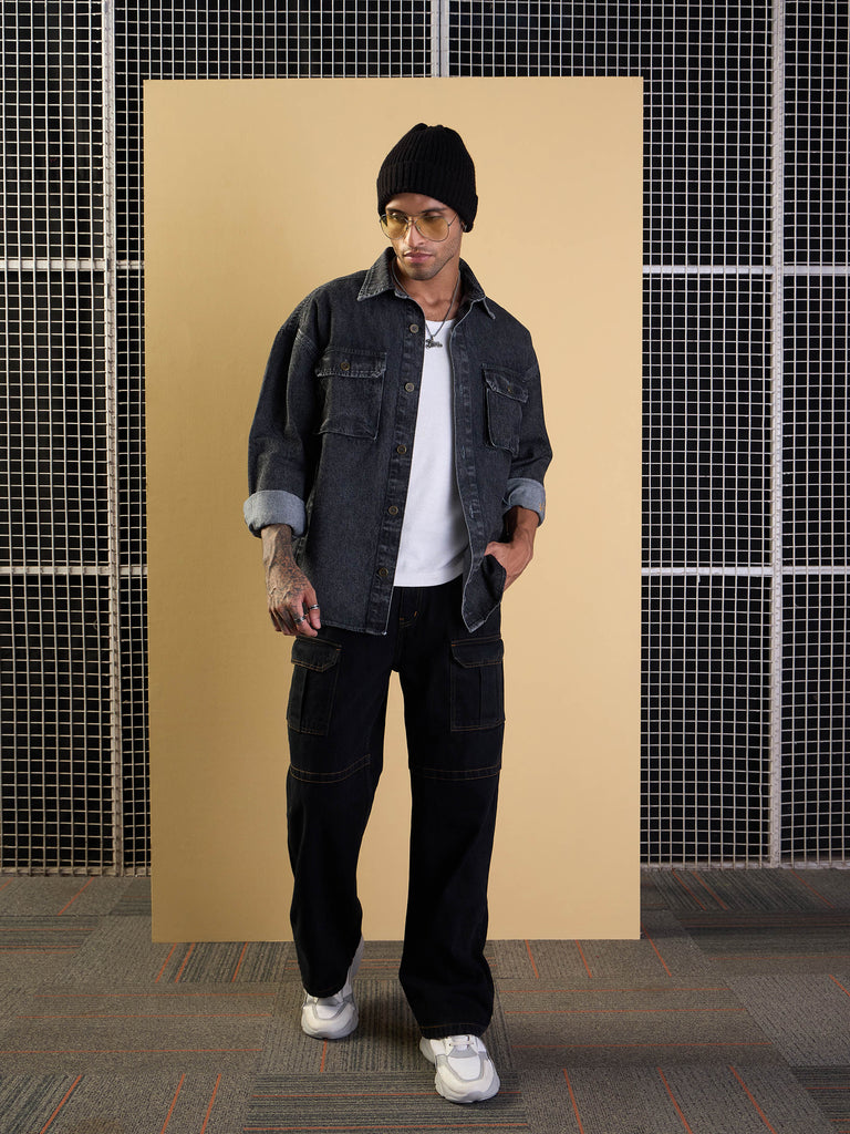 Men's Black Side Pocket Jean
