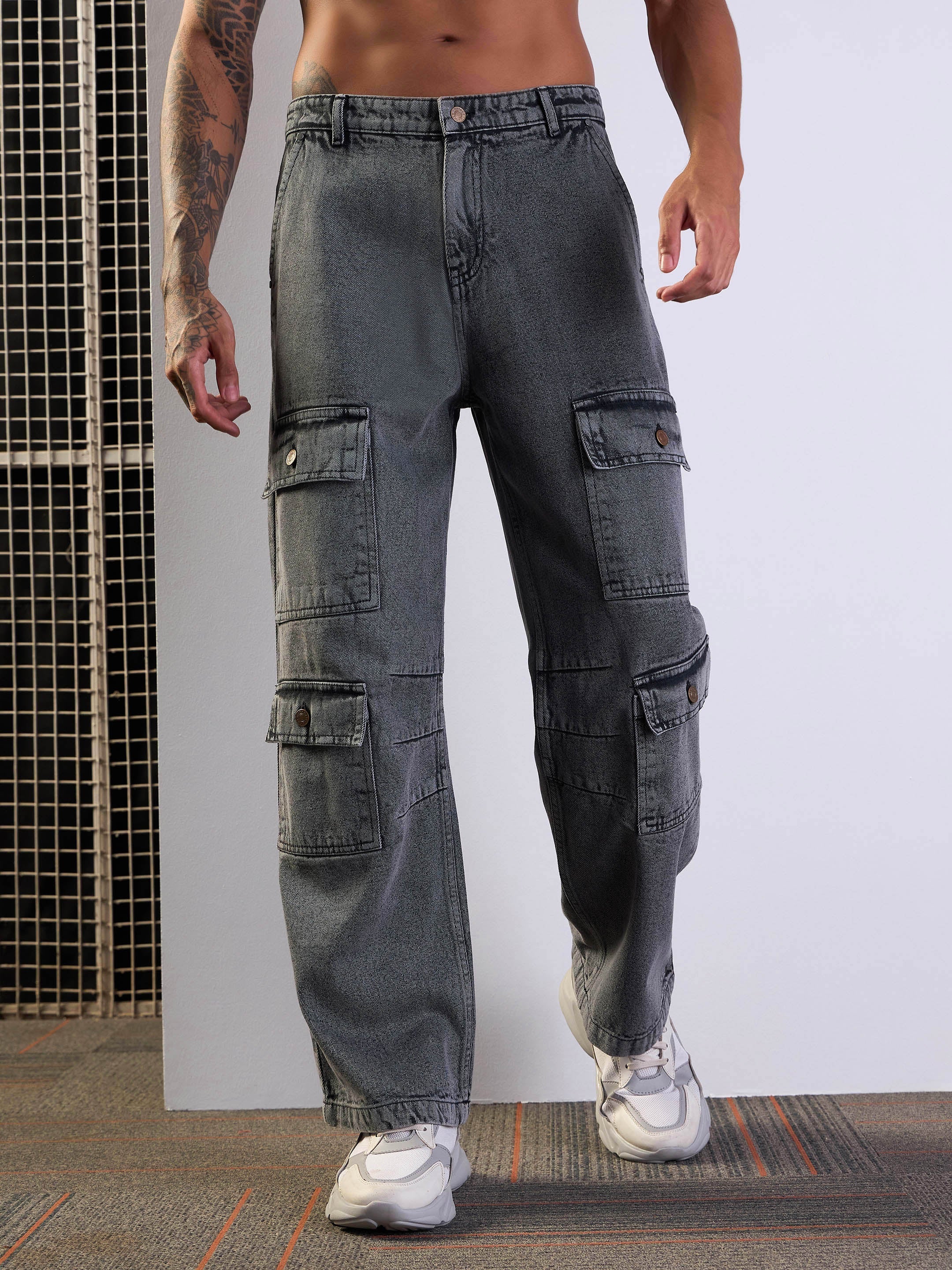 Men's Grey Multi Pocket Jean - Mascln Sassafras