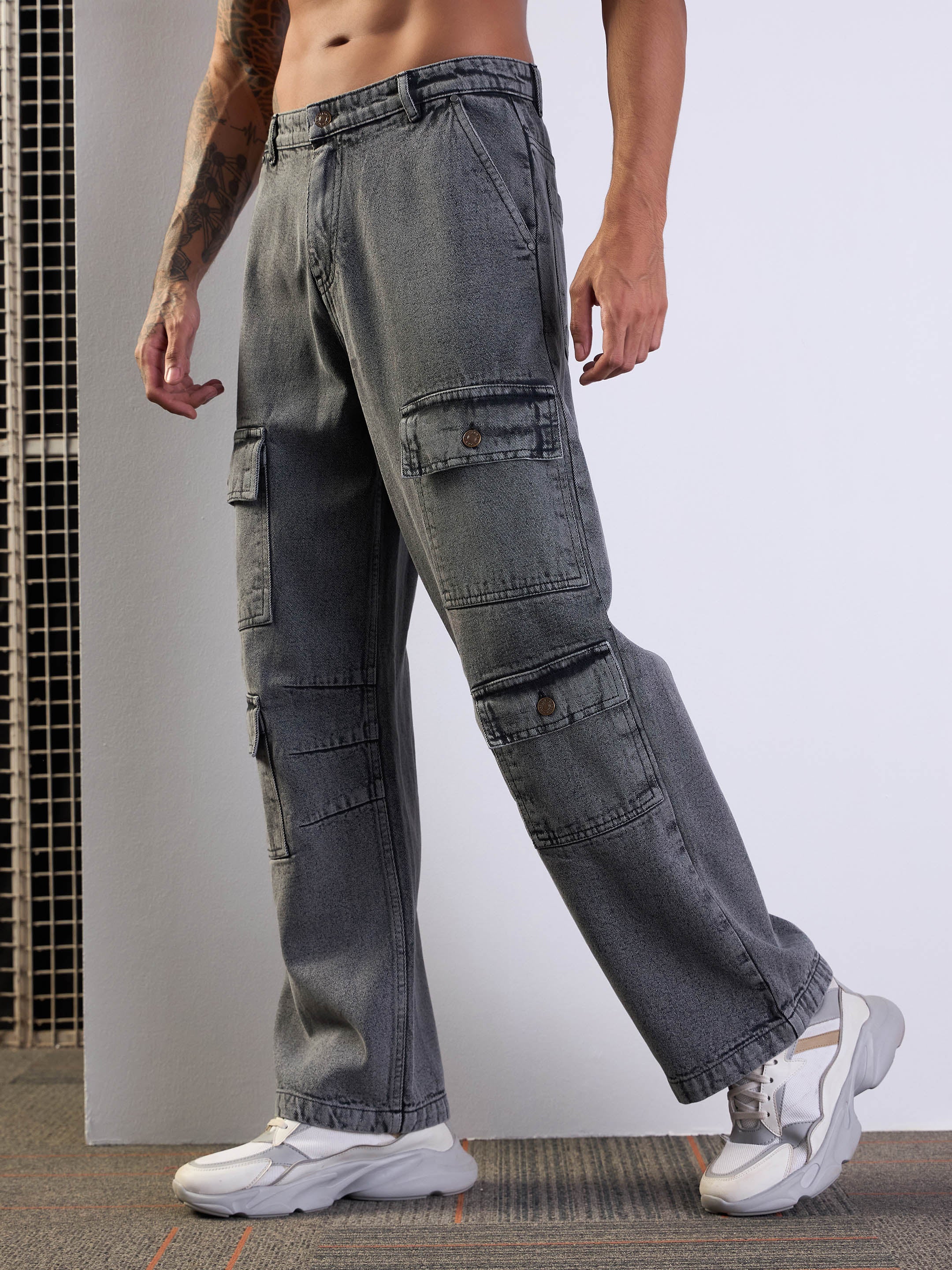 Men's Grey Multi Pocket Jean - Mascln Sassafras