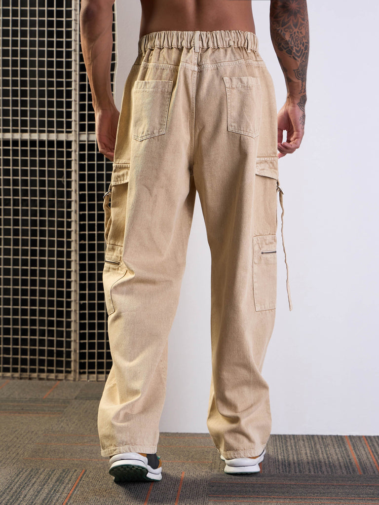 Men's Beige Side Pocket Jean