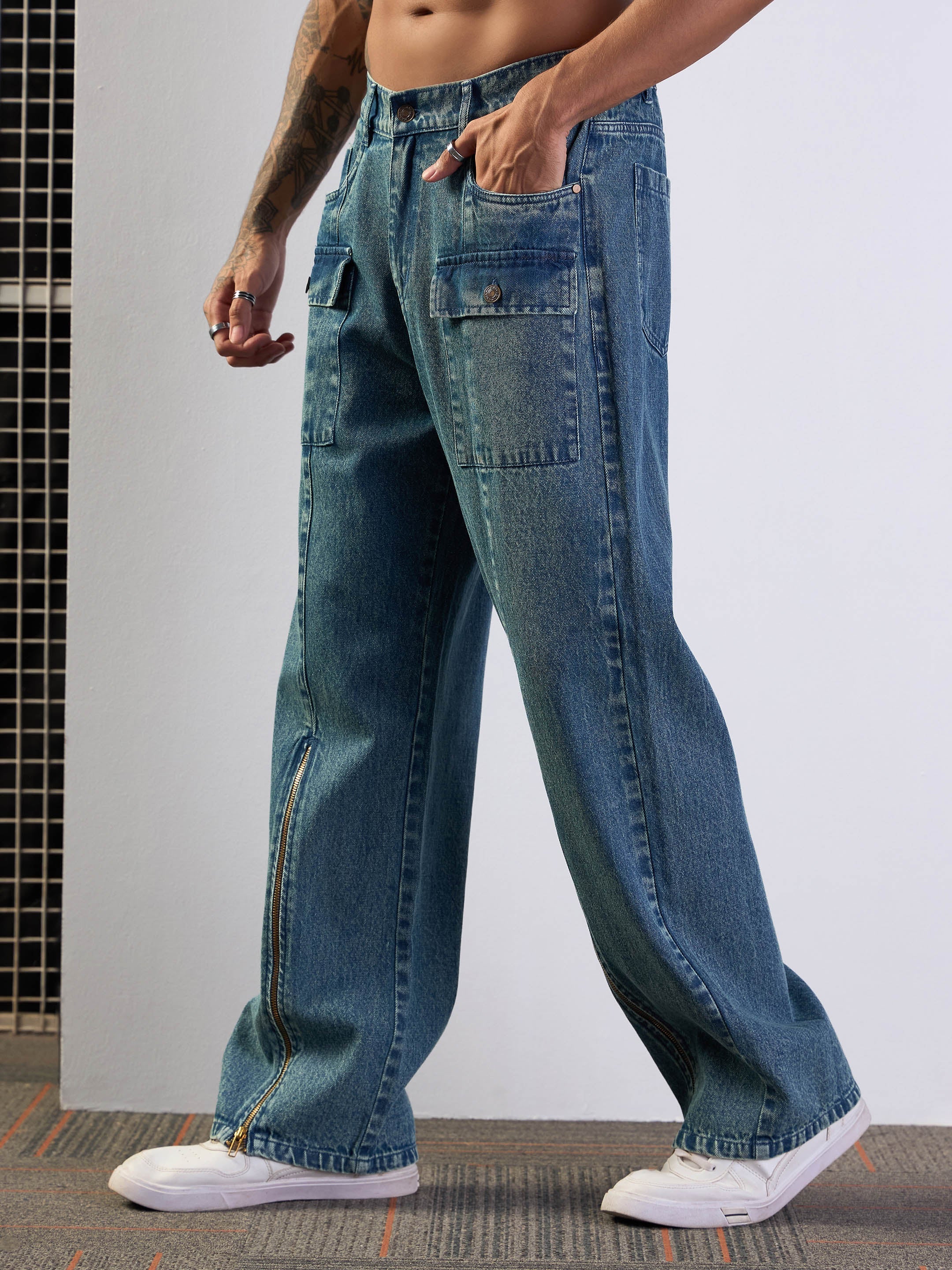 Men's Blue Baggy Jean - Mascln Sassafras