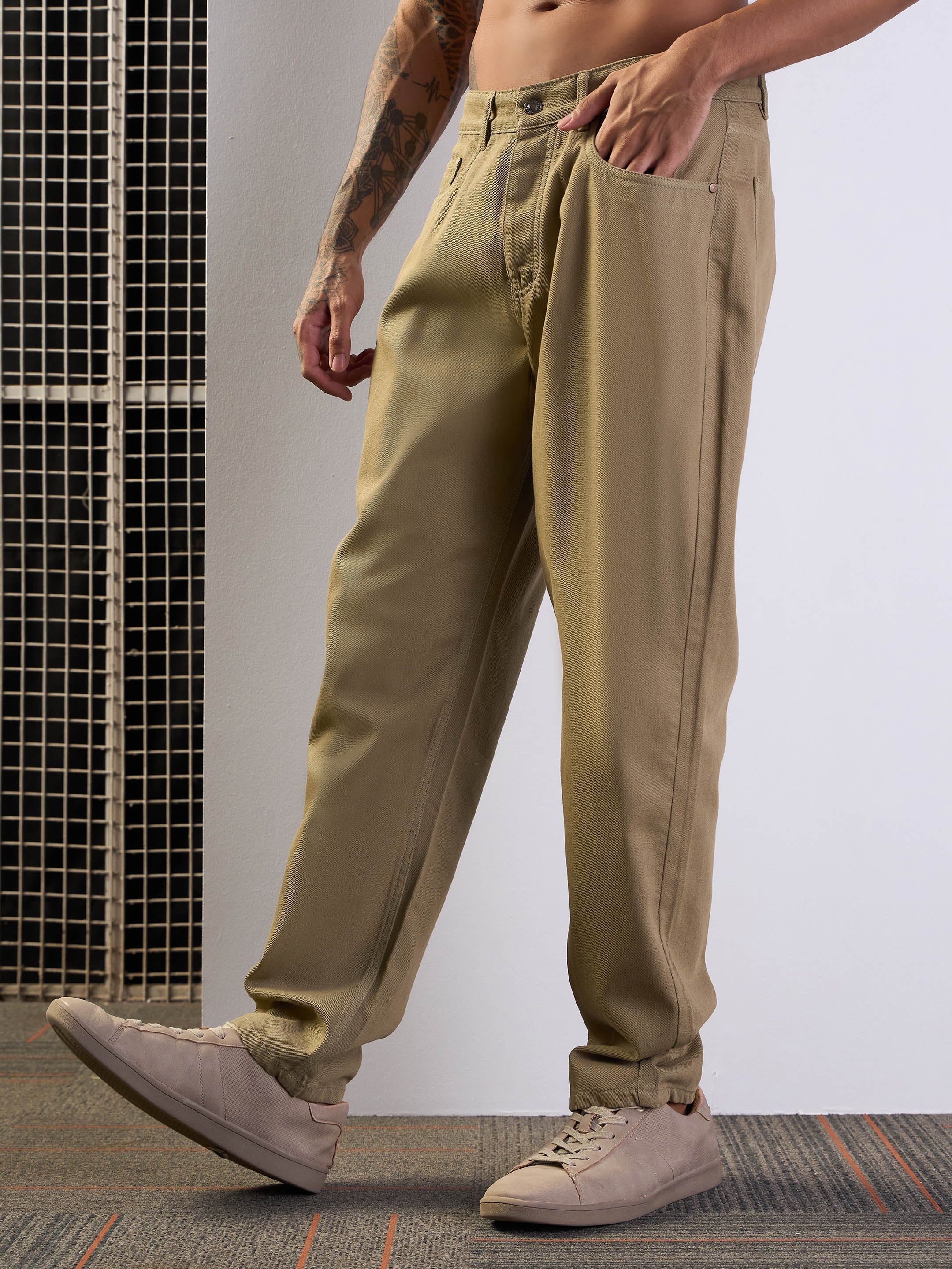 Men's Khaki Solid Jean - Mascln Sassafras