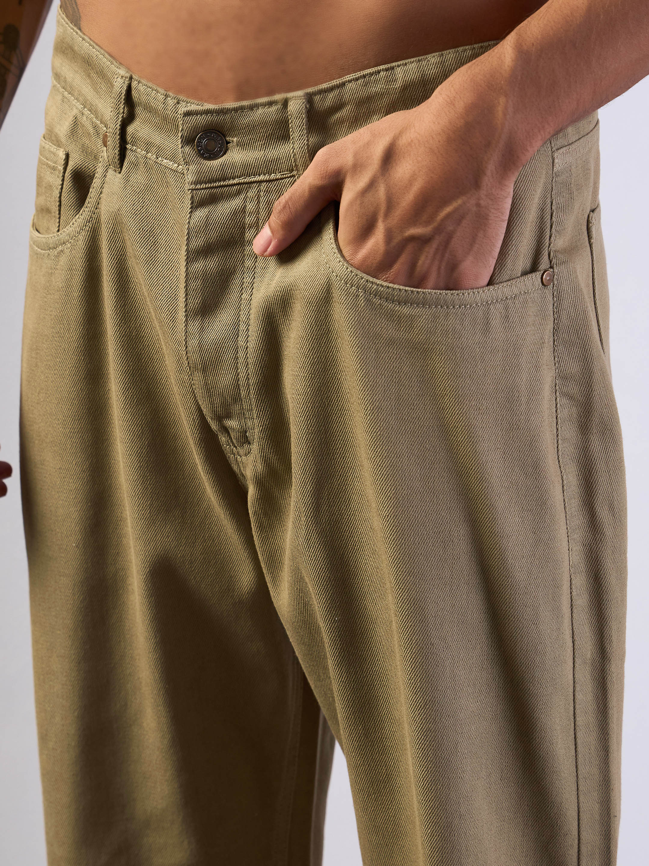 Men's Khaki Solid Jean - Mascln Sassafras