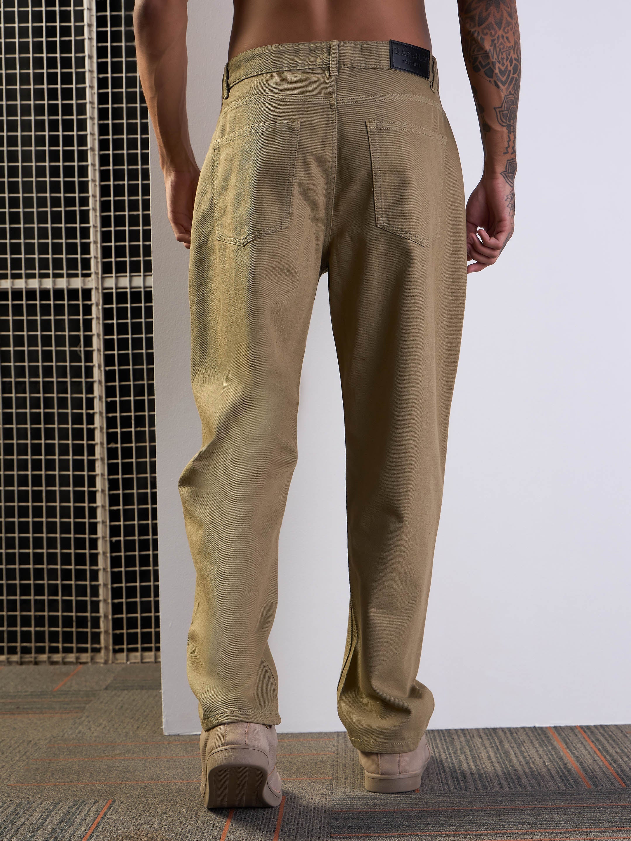 Men's Khaki Solid Jean - Mascln Sassafras