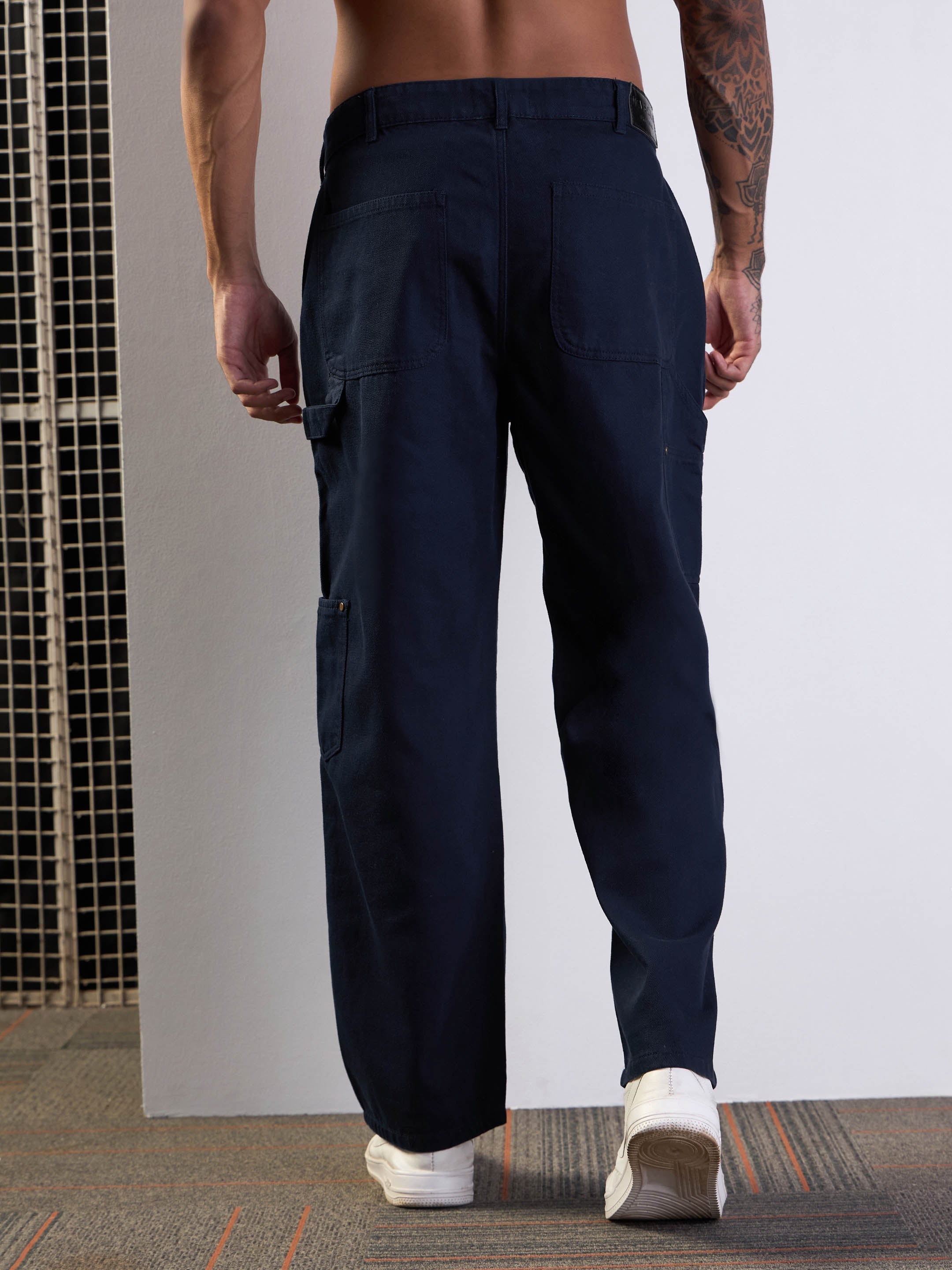 Men's Navy Blue Solid Jean - Mascln Sassafras