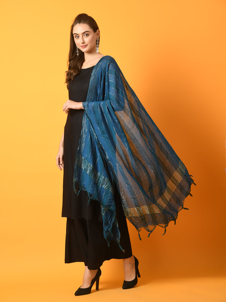 Women's  Black Solid Anarkali Party Kurta Sets With Dupatta
