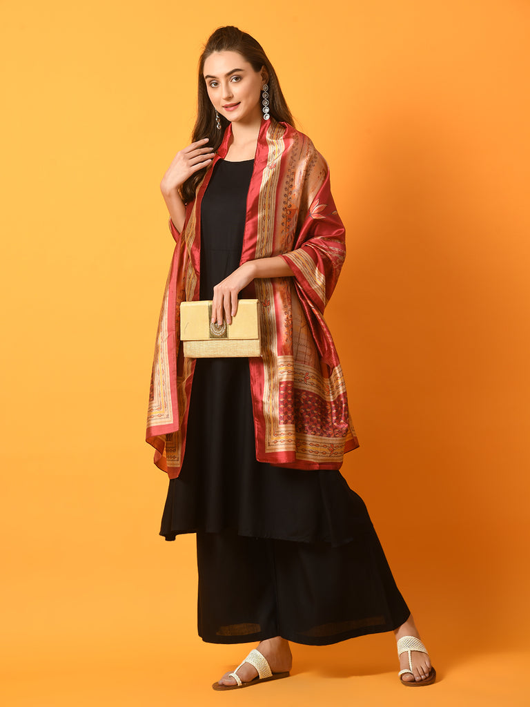 Women's  Black Solid Anarkali Party Kurta Sets With Printed Dupatta