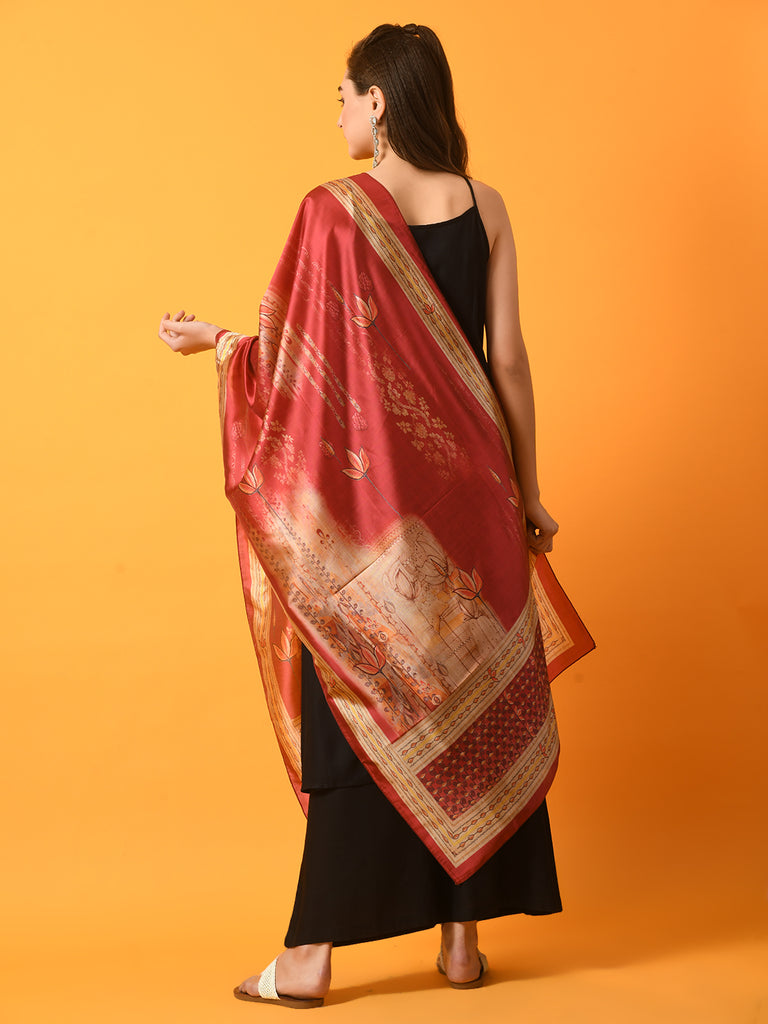 Women's  Black Solid Anarkali Party Kurta Sets With Printed Dupatta