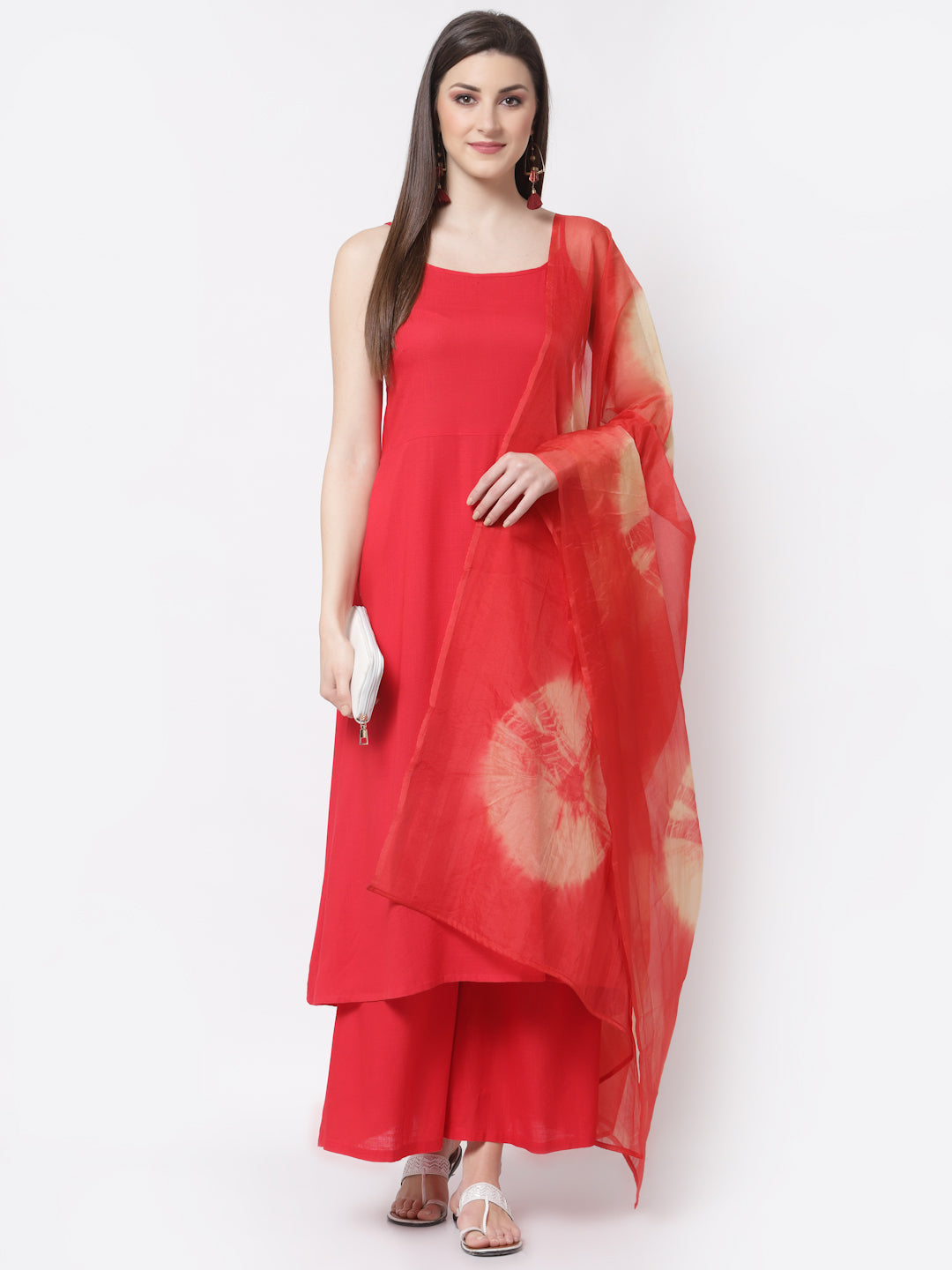 Women's Stylish Rayon Square Neck Sleeveless Solid Kurta Palazzo Dupatta Set  - Trend Matters