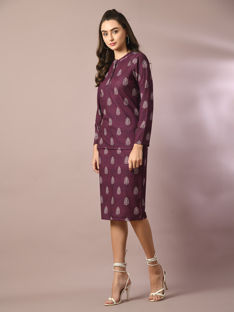 Women's  Violet Printed Knee Length Party Embellished Skirts