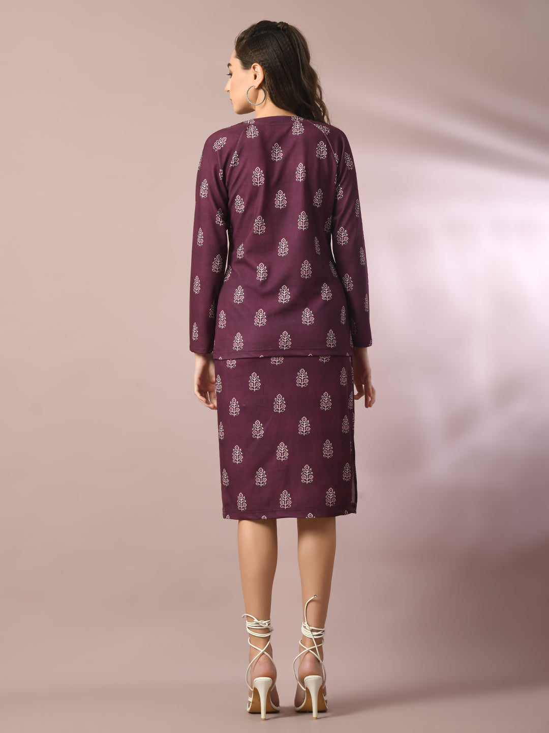Women's  Violet Printed Knee Length Party Embellished Skirts   - Myshka