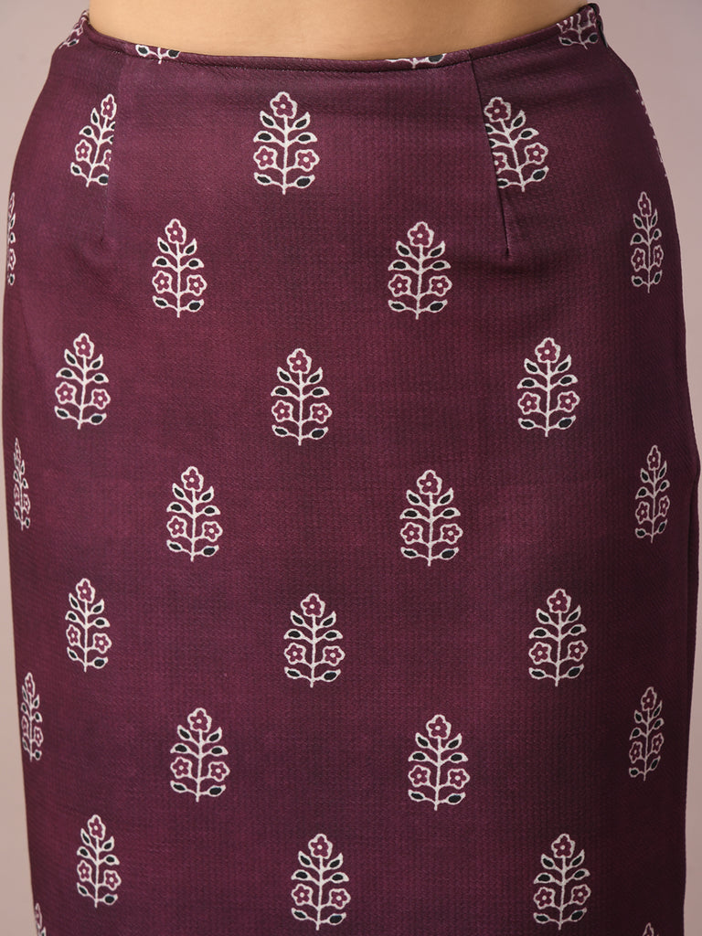 Women's  Violet Printed Knee Length Party Embellished Skirts