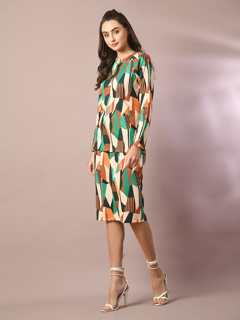 Women's  Multi Printed Knee Length Party Embellished Skirts