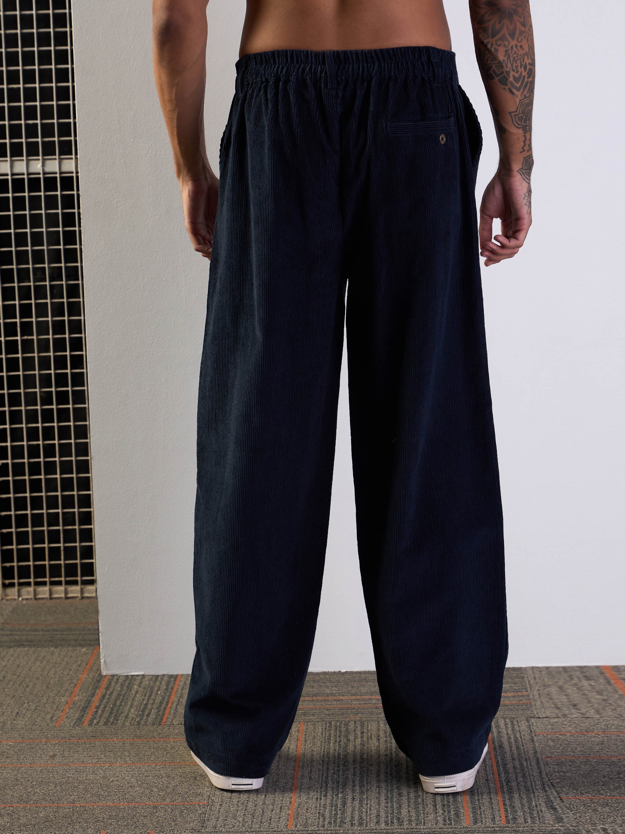 Men's Navy Blue Solid Pant - Mascln Sassafras