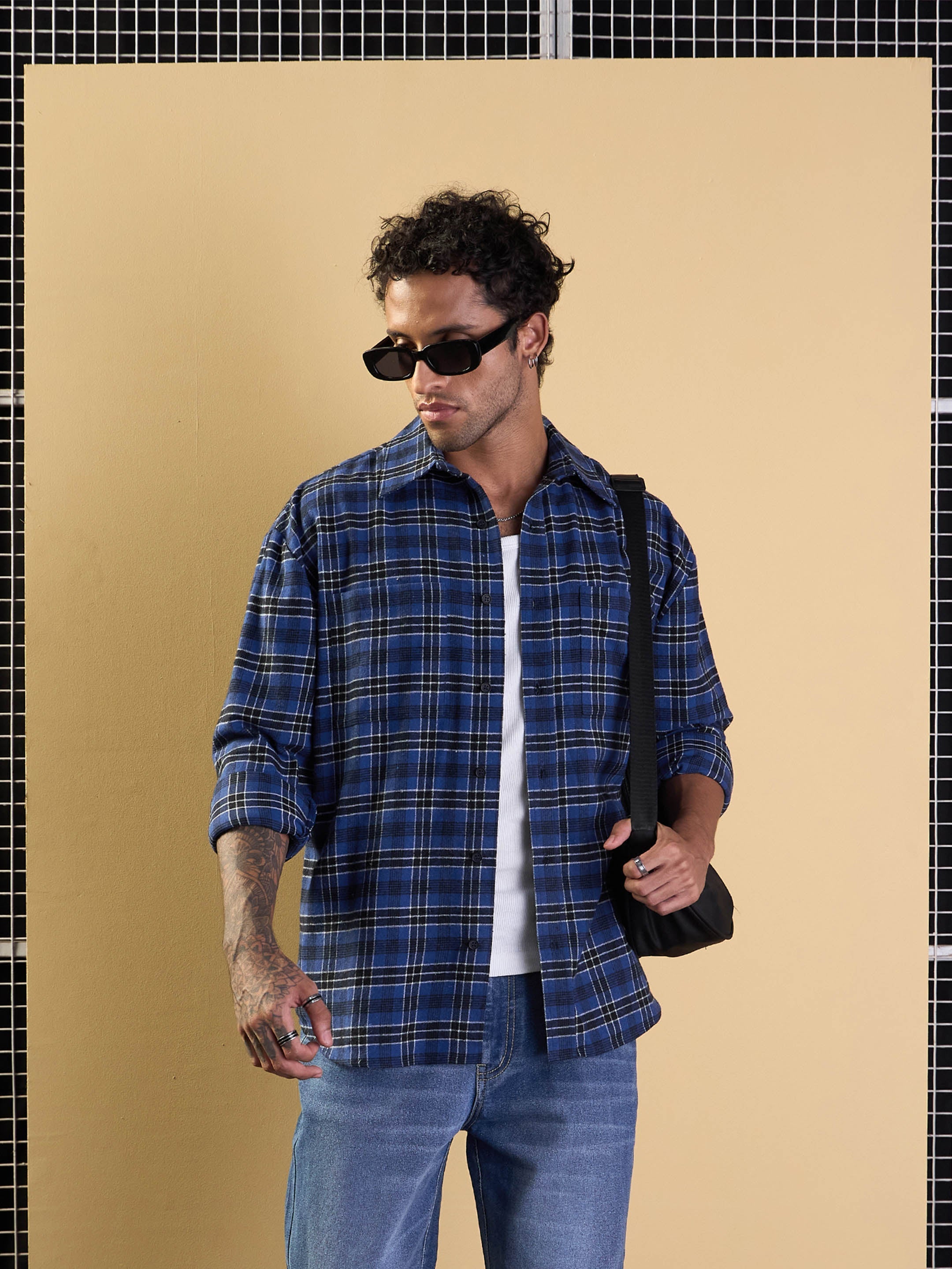 Men's Blue Over Size Shirt - Mascln Sassafras