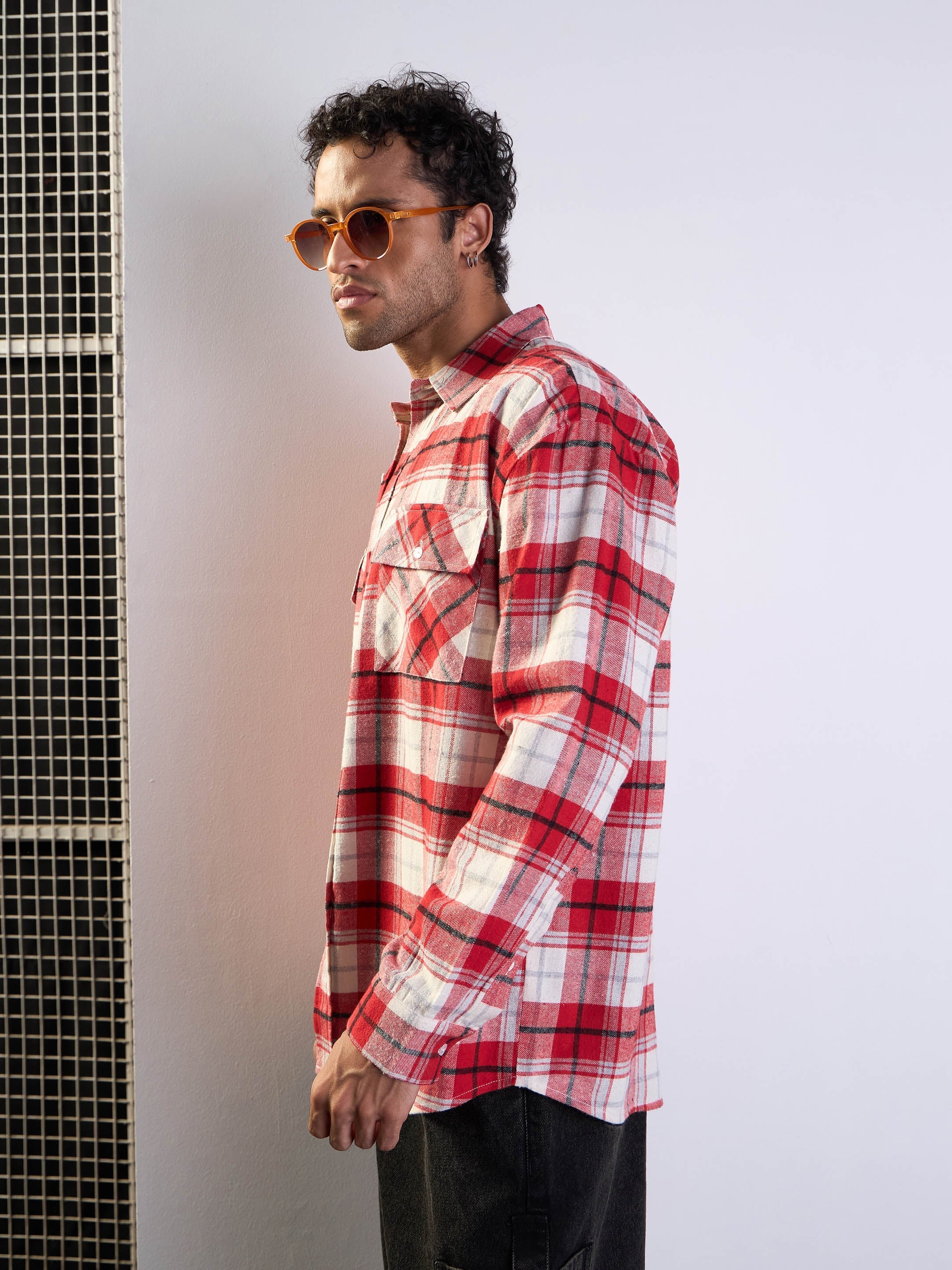 Men's Red Over Size Shirt - Mascln Sassafras