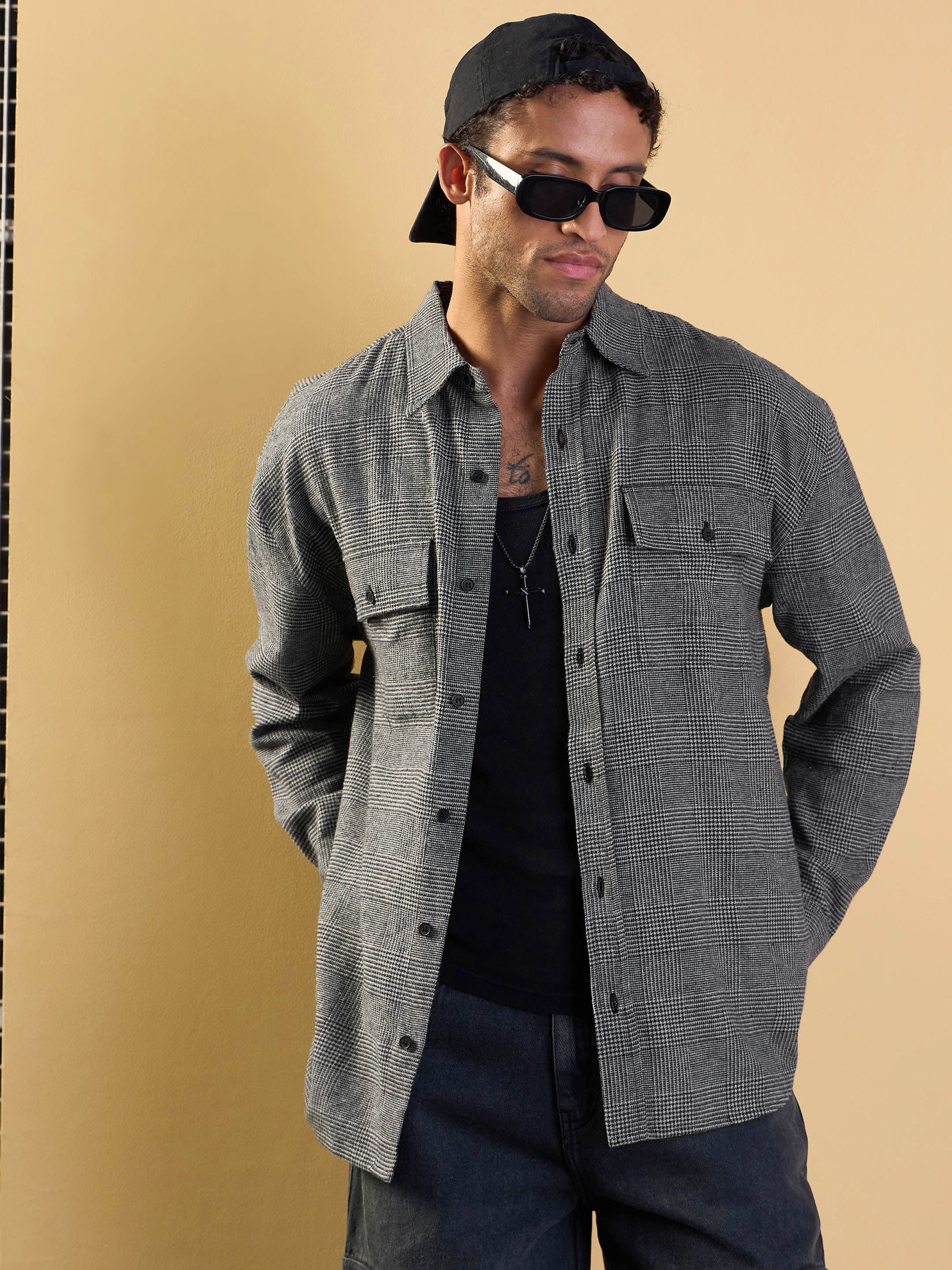 Men's Grey Over Size Shirt - Mascln Sassafras