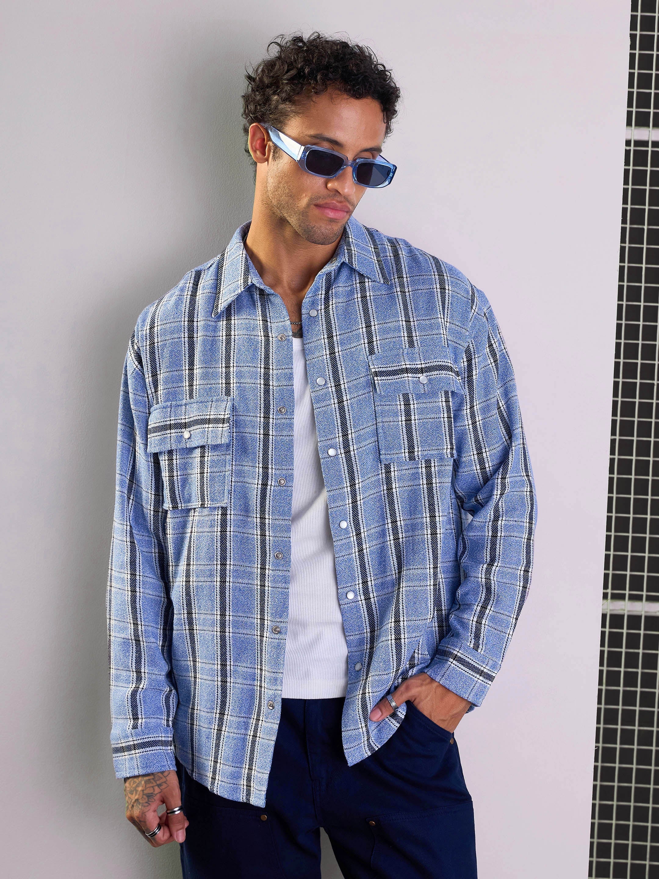 Men's Blue Over Size Shirt - Mascln Sassafras