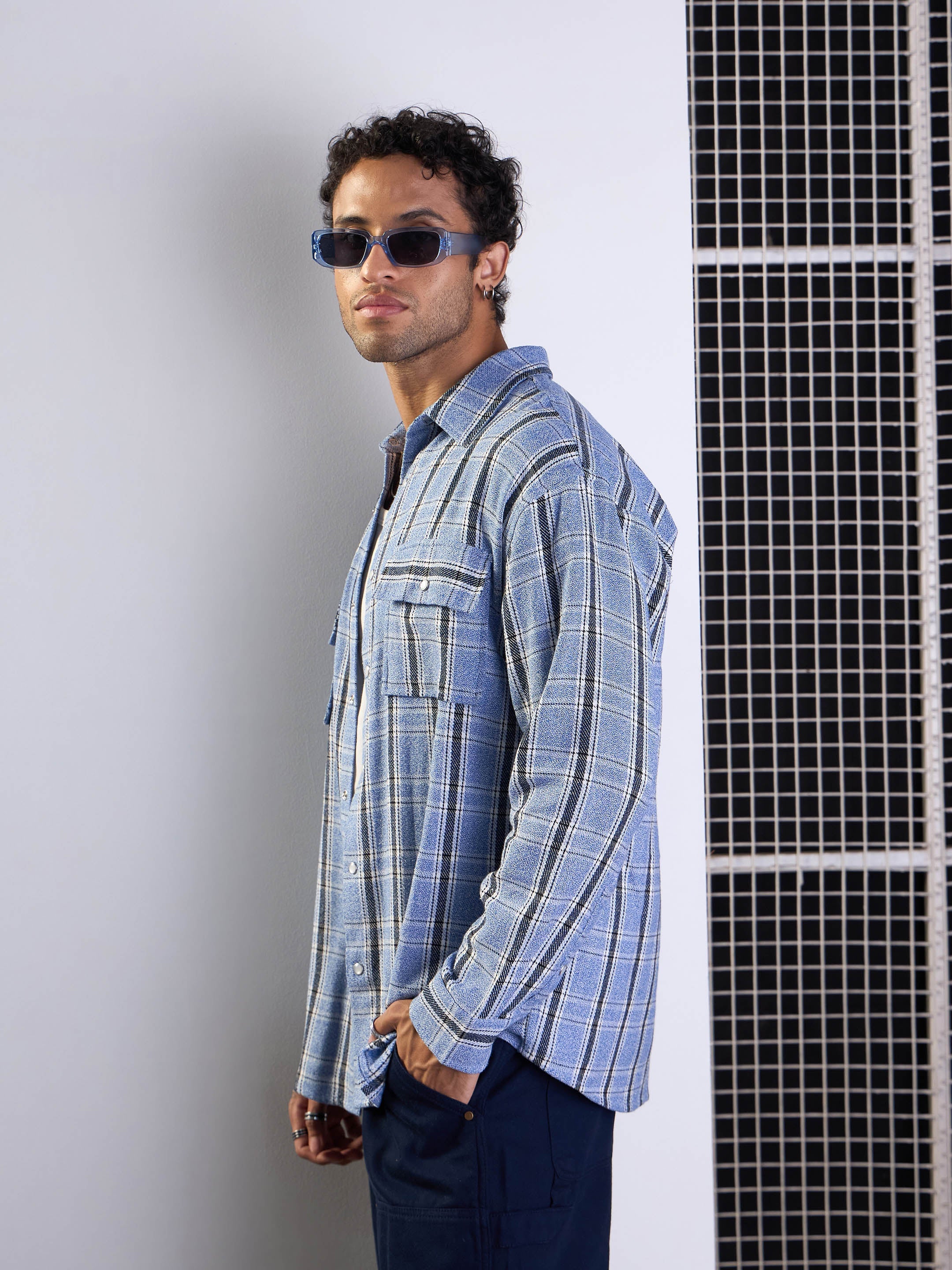 Men's Blue Over Size Shirt - Mascln Sassafras