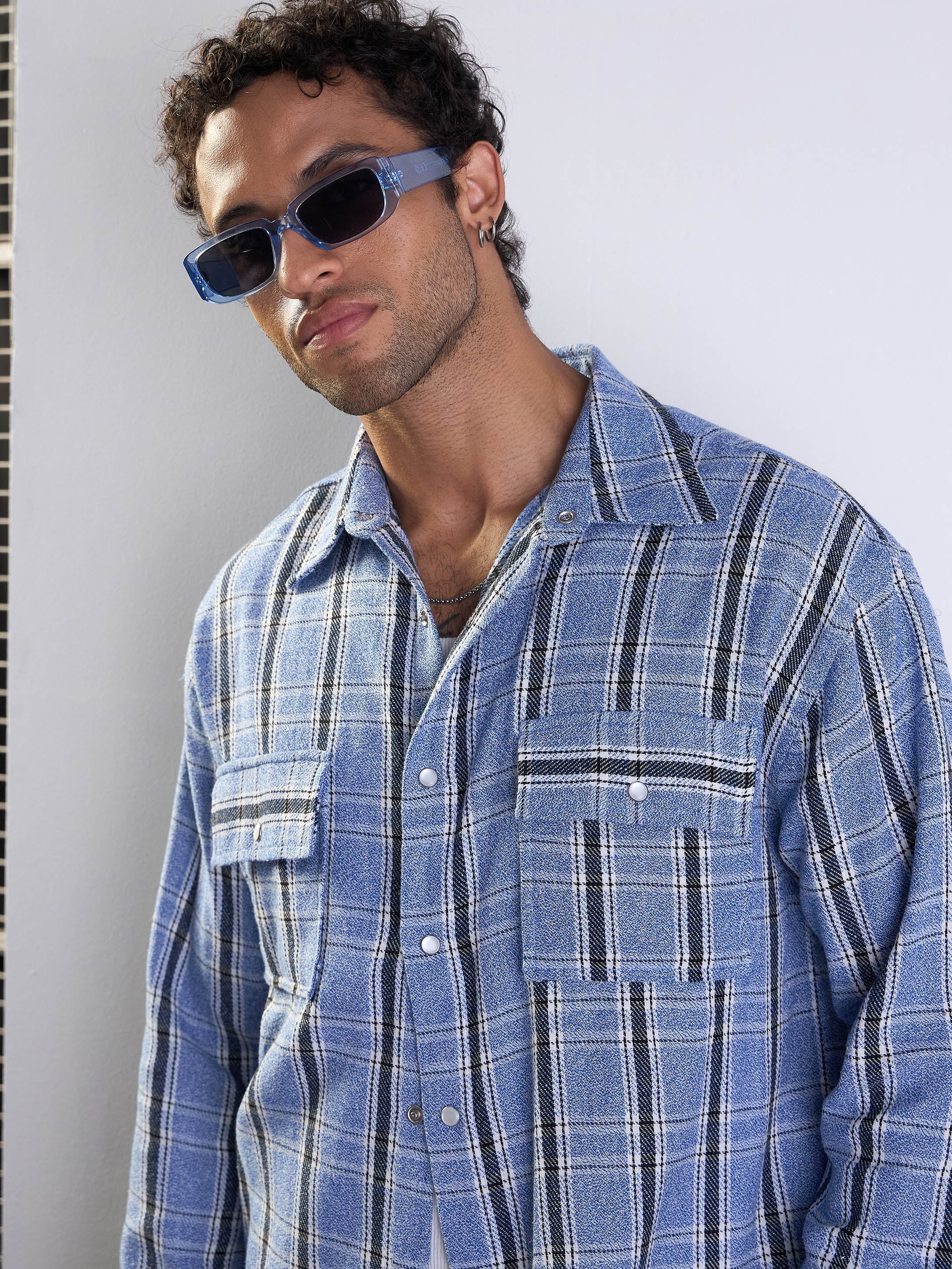 Men's Blue Over Size Shirt - Mascln Sassafras