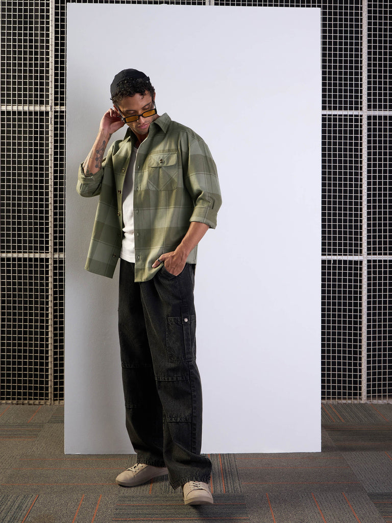 Men's Olive Over Size Shirt