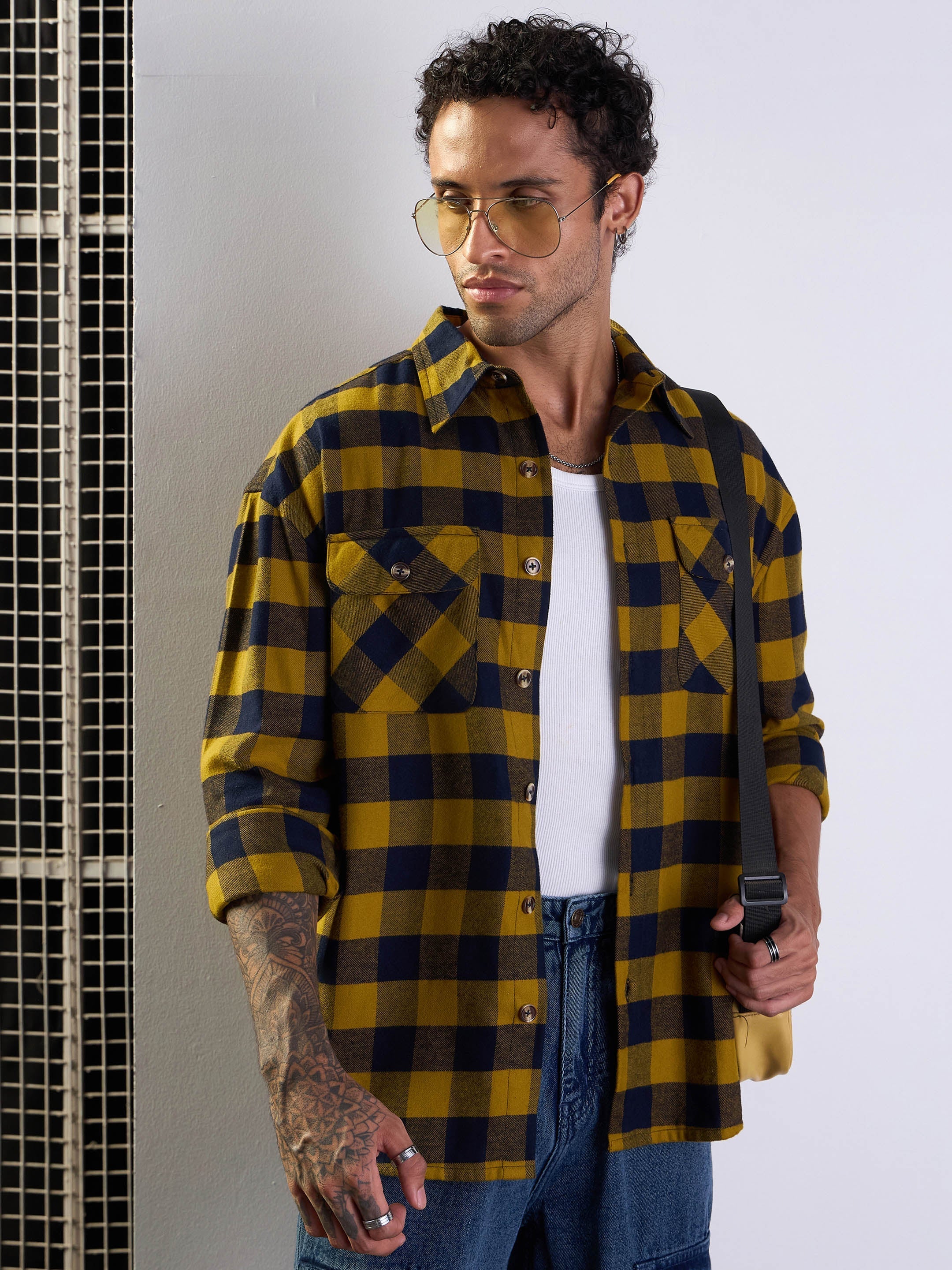 Men's Mustard Over Size Shirt - Mascln Sassafras