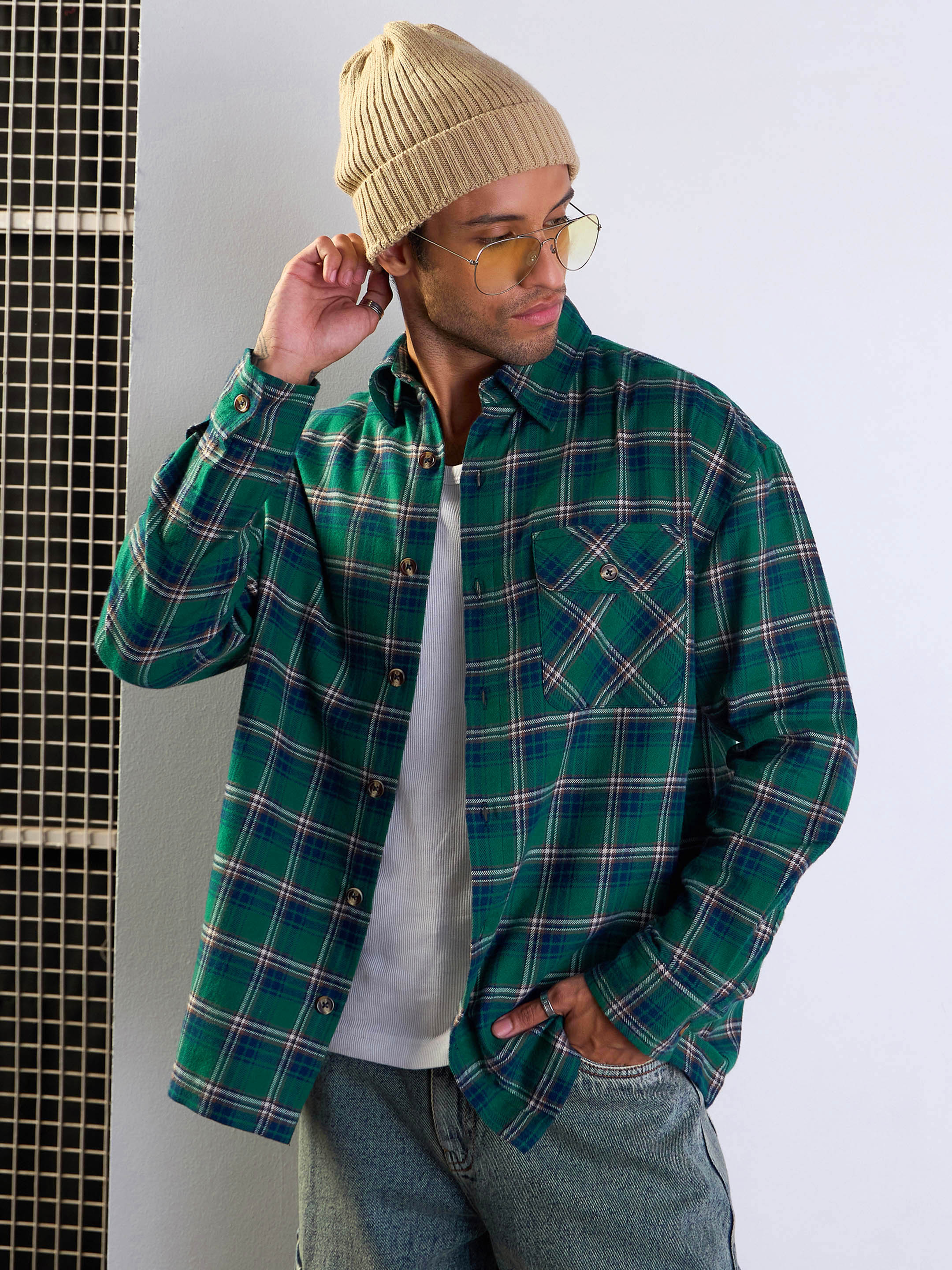 Men's Green Over Size Shirt - Mascln Sassafras