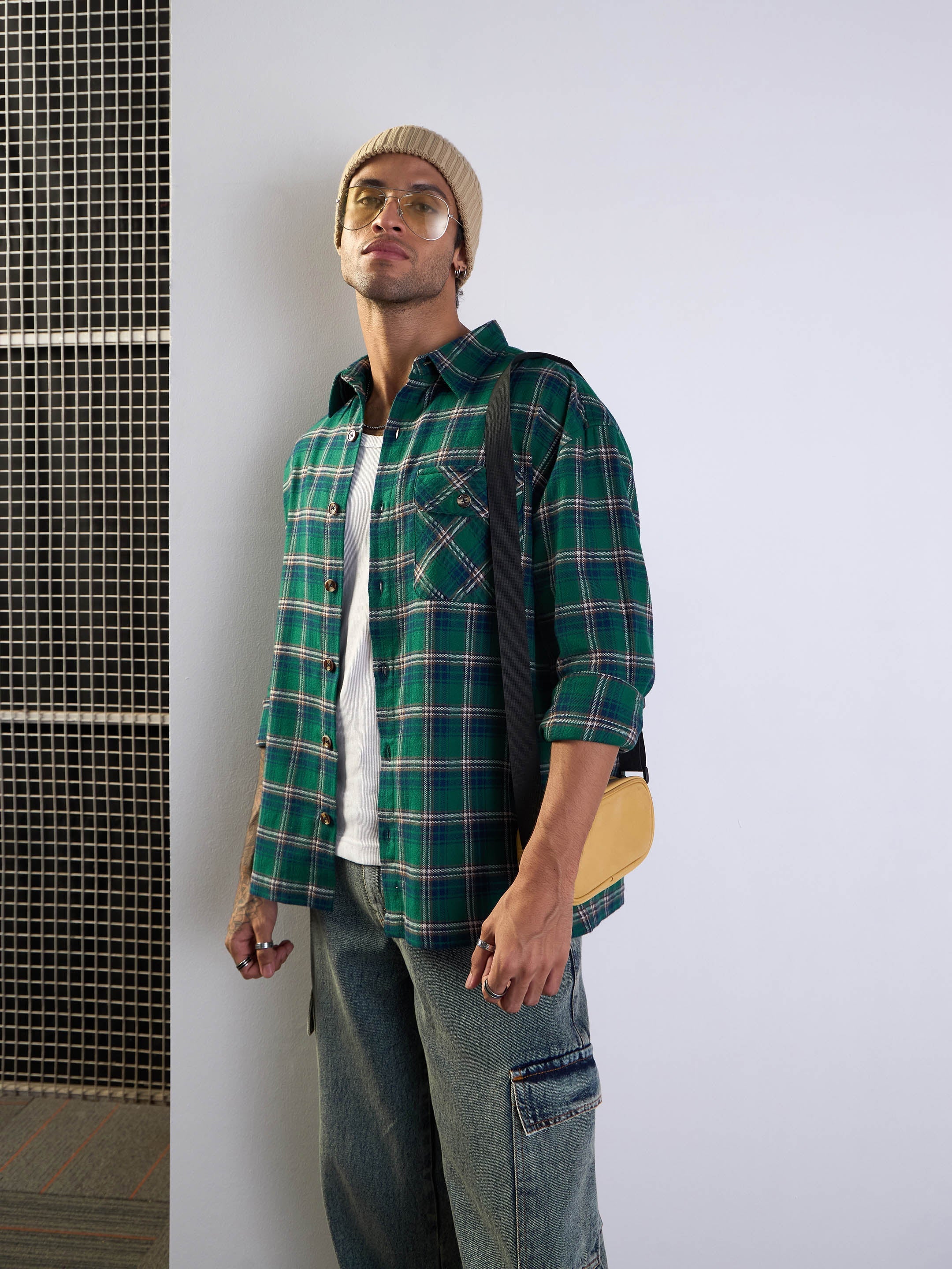 Men's Green Over Size Shirt - Mascln Sassafras