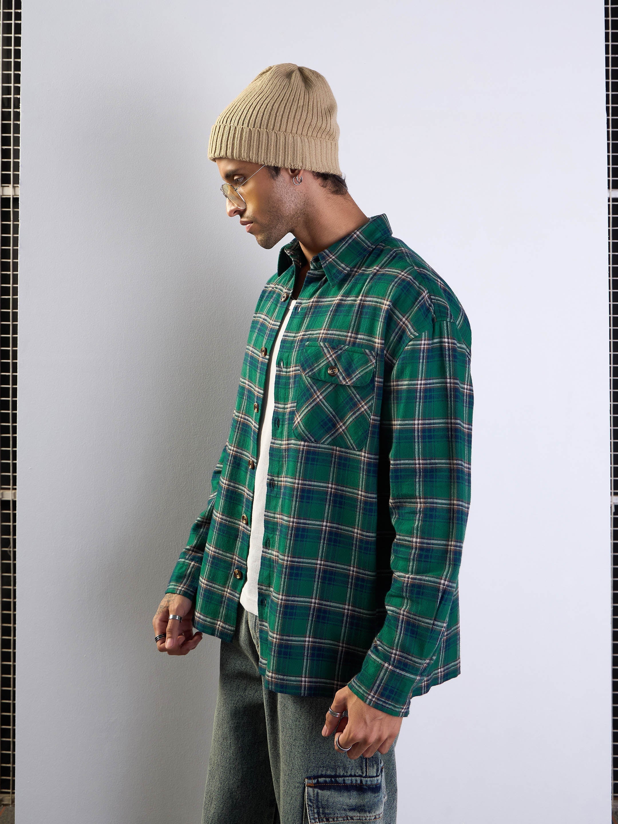 Men's Green Over Size Shirt - Mascln Sassafras