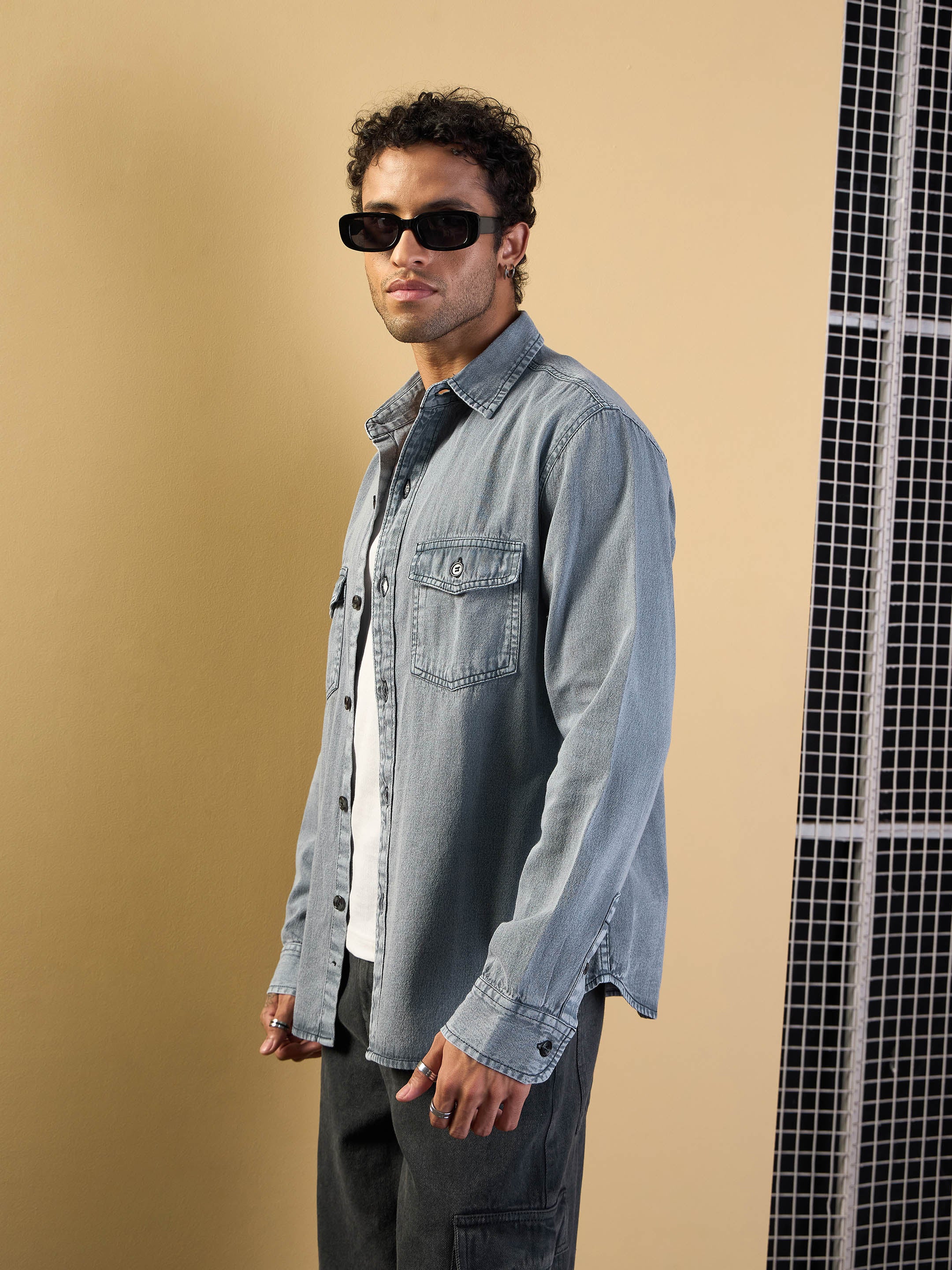 Men's Grey Wash Shirt - Mascln Sassafras