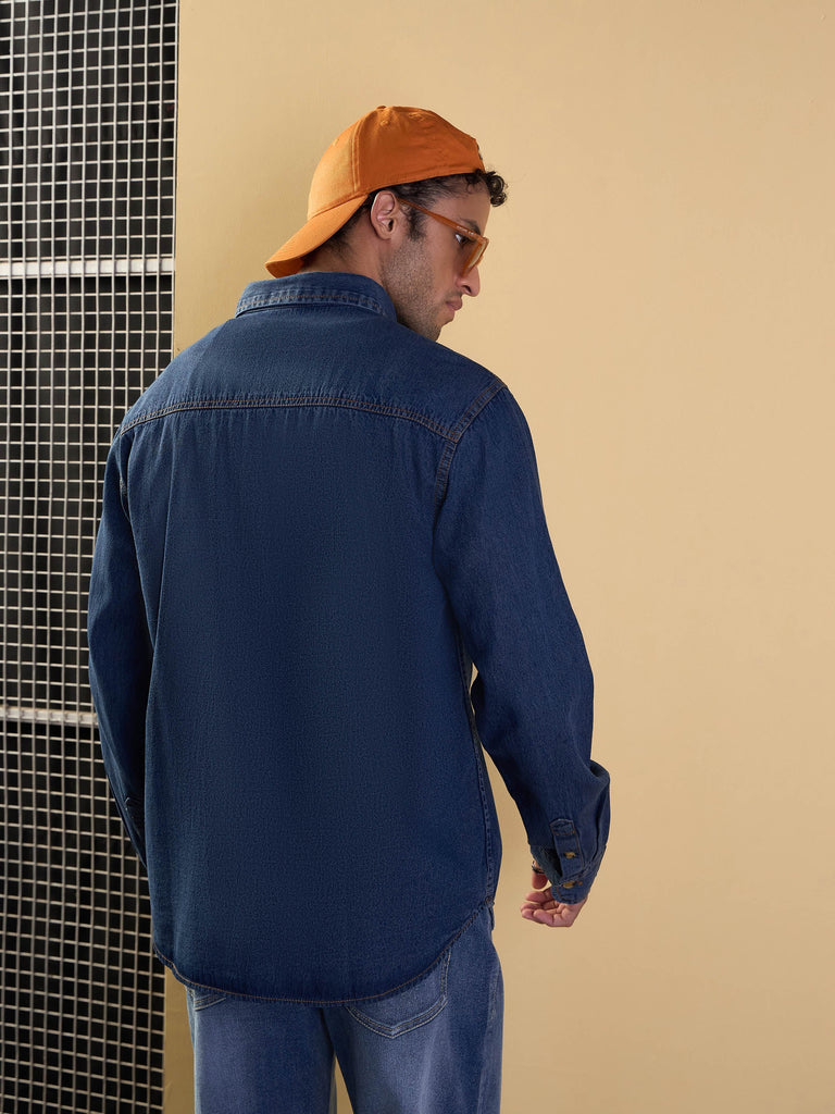 Men's Blue Solid Shirt