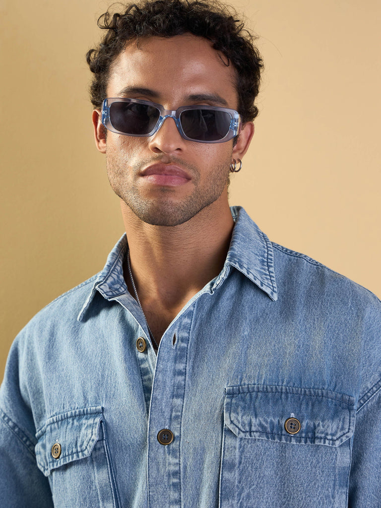 Men's Blue Over Size Shacket