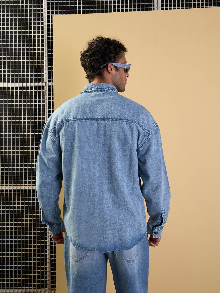 Men's Blue Over Size Shacket