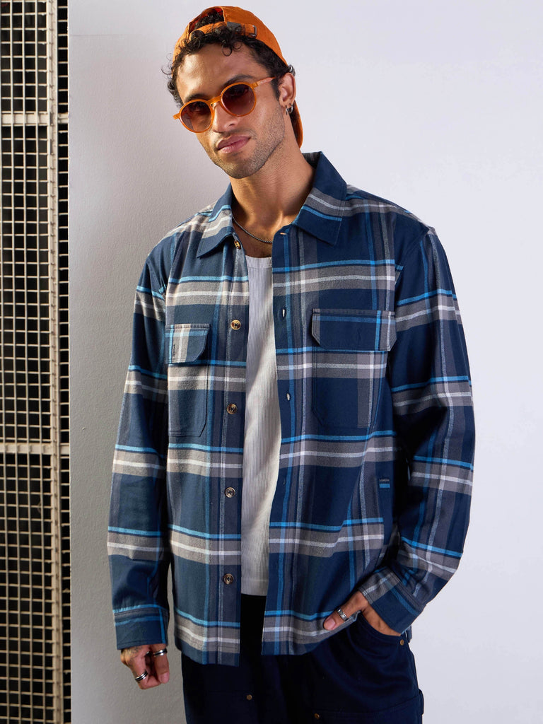 Men's Navy Blue Side Pocket Shacket