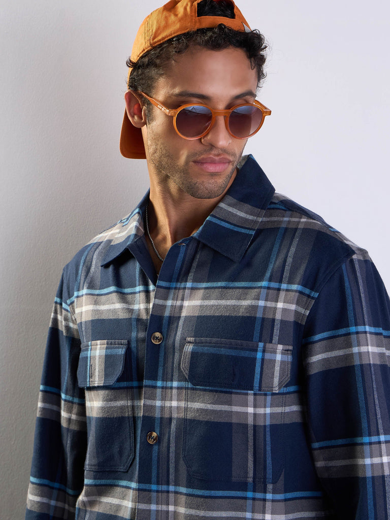 Men's Navy Blue Side Pocket Shacket