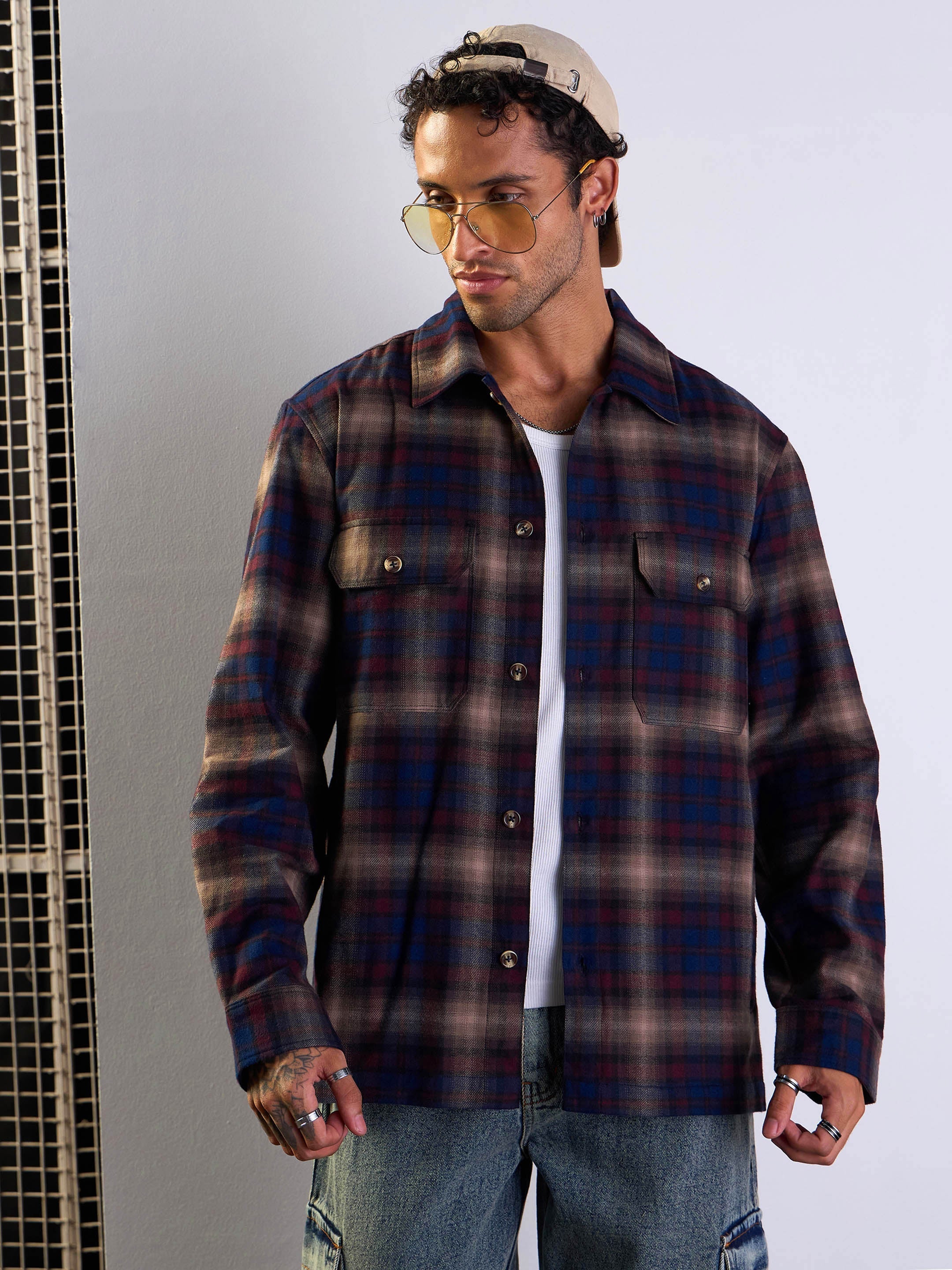 Men's Navy Blue Side Pocket Shacket