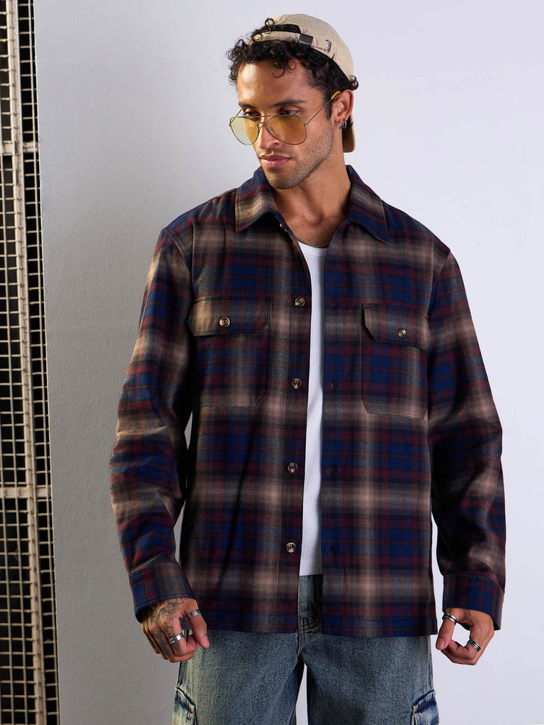 Men's Navy Blue Side Pocket Shacket