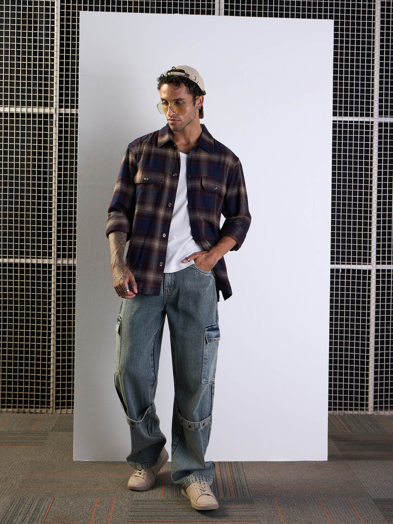 Men's Navy Blue Side Pocket Shacket
