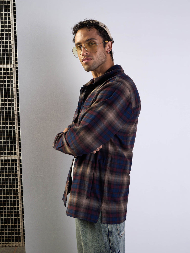 Men's Navy Blue Side Pocket Shacket