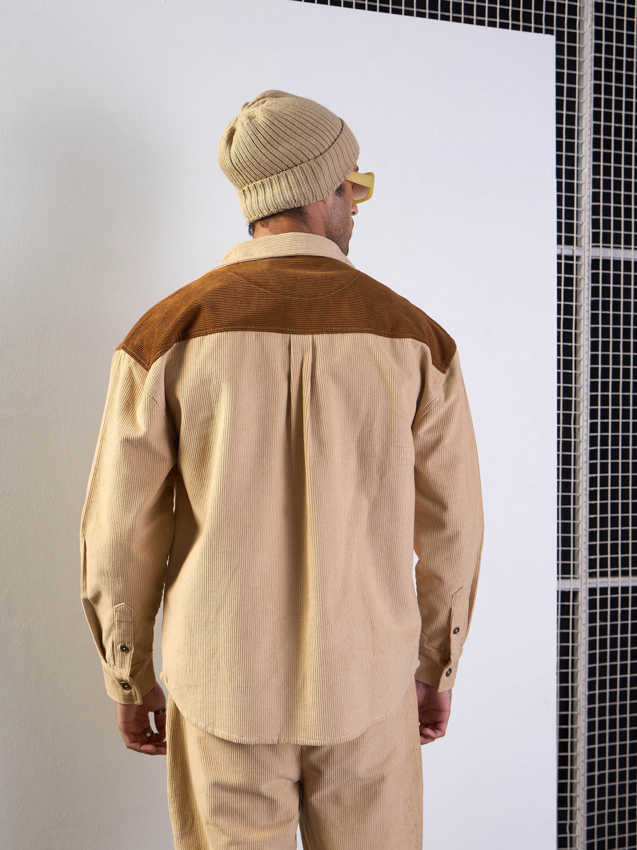 Men's Beige Over Size Shacket - Mascln Sassafras