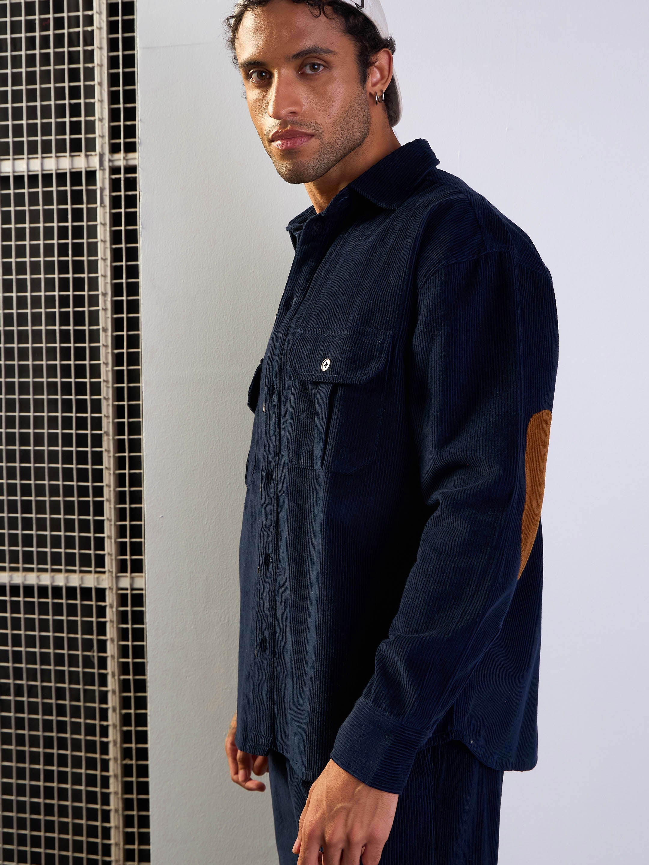 Men's Navy Blue Over Size Shacket - Mascln Sassafras