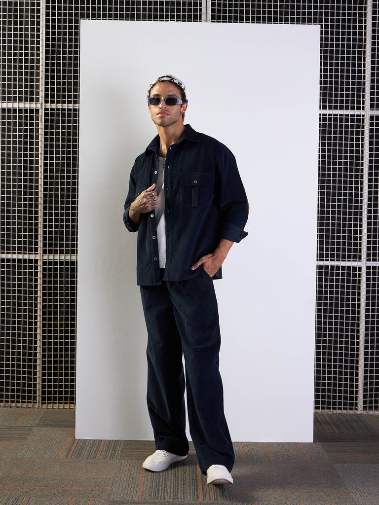 Men's Navy Blue Over Size Shacket