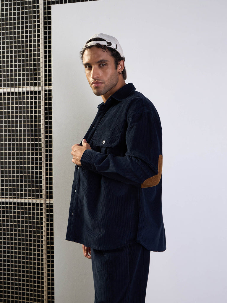 Men's Navy Blue Over Size Shacket