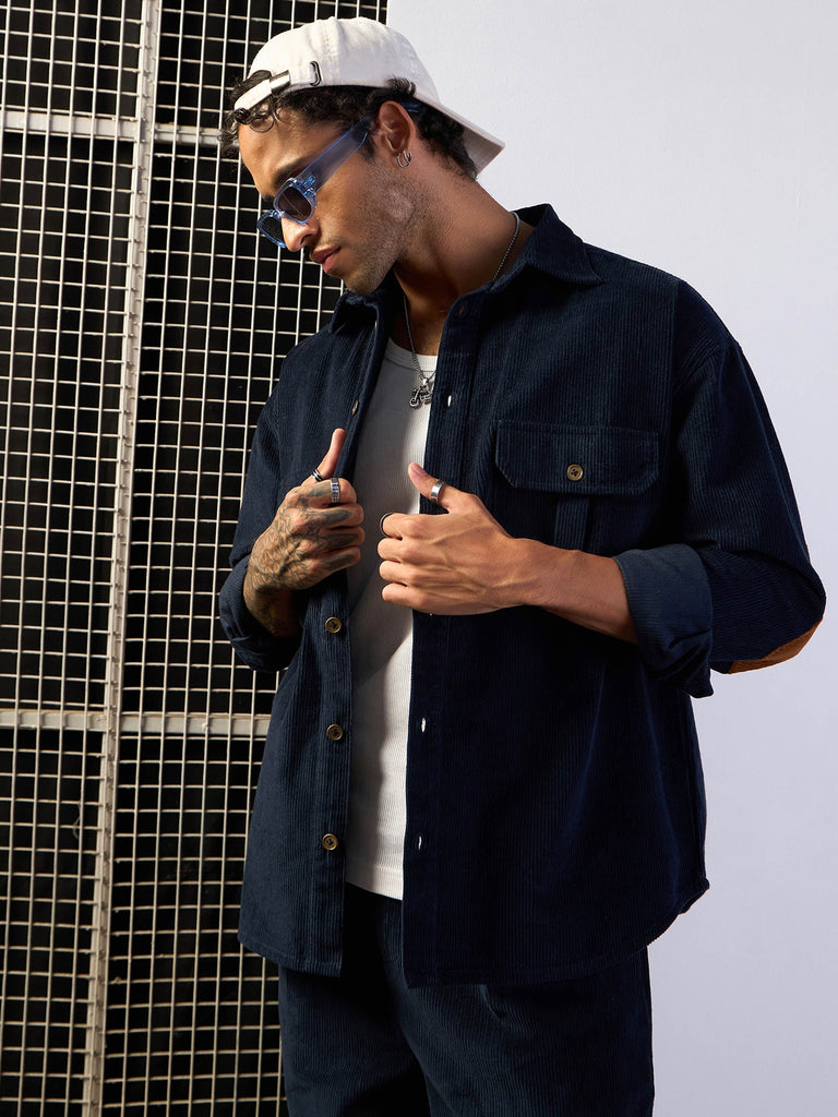 Men's Navy Blue Over Size Shacket