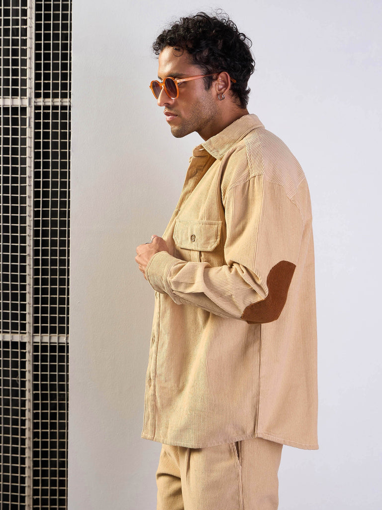 Men's Beige Over Size Shacket