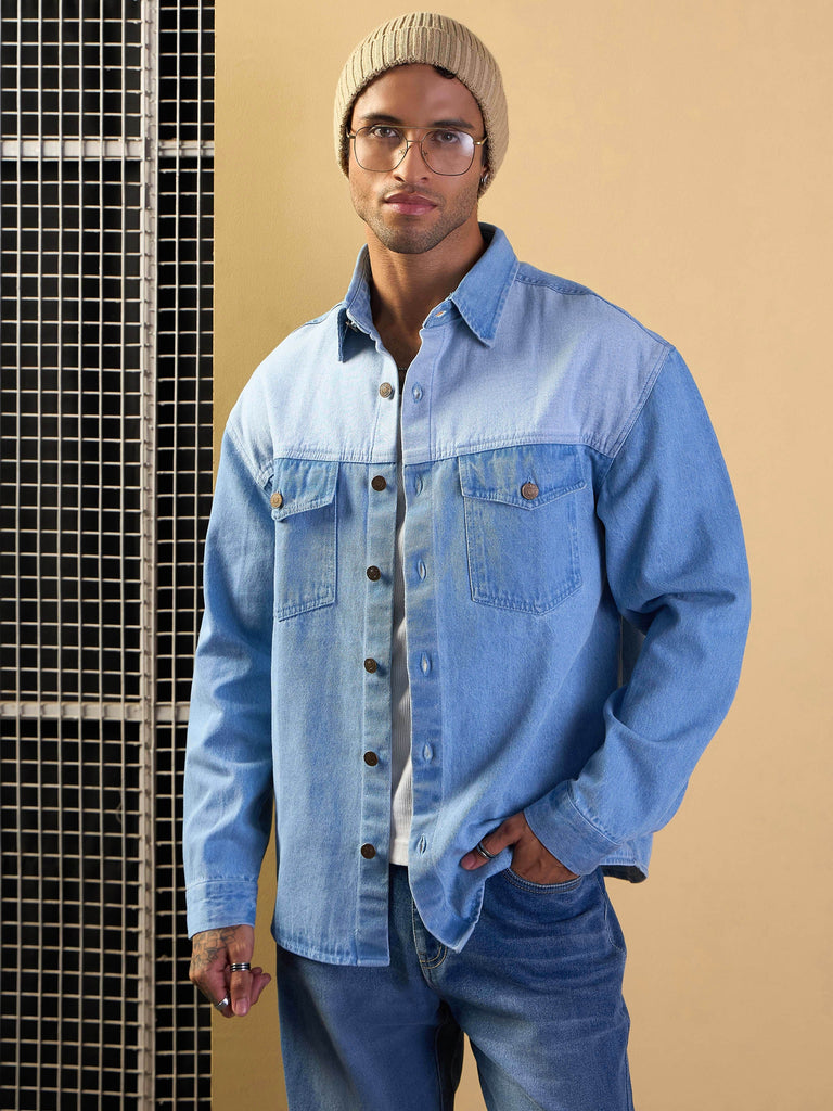 Men's Blue Over Size Shacket