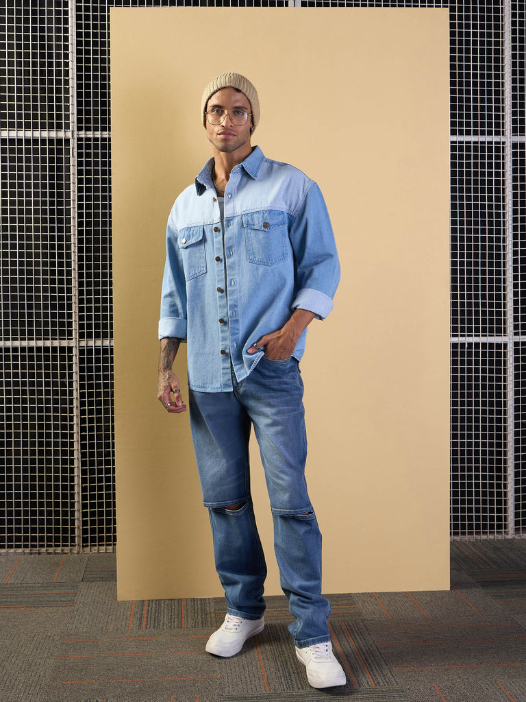 Men's Blue Over Size Shacket