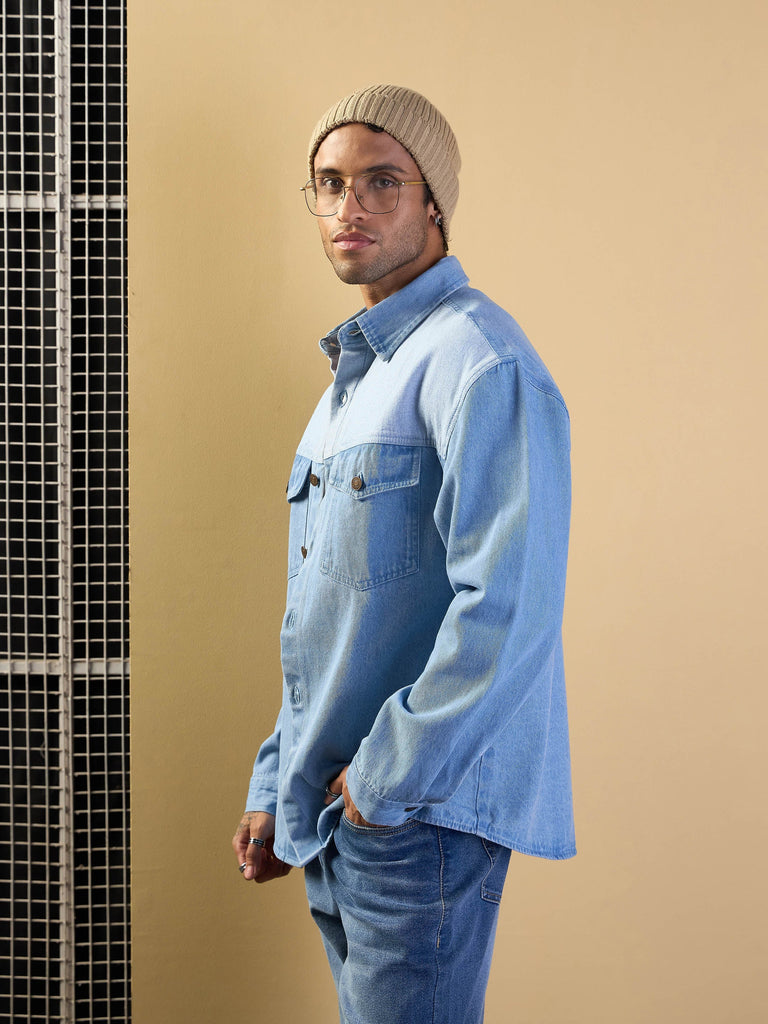 Men's Blue Over Size Shacket