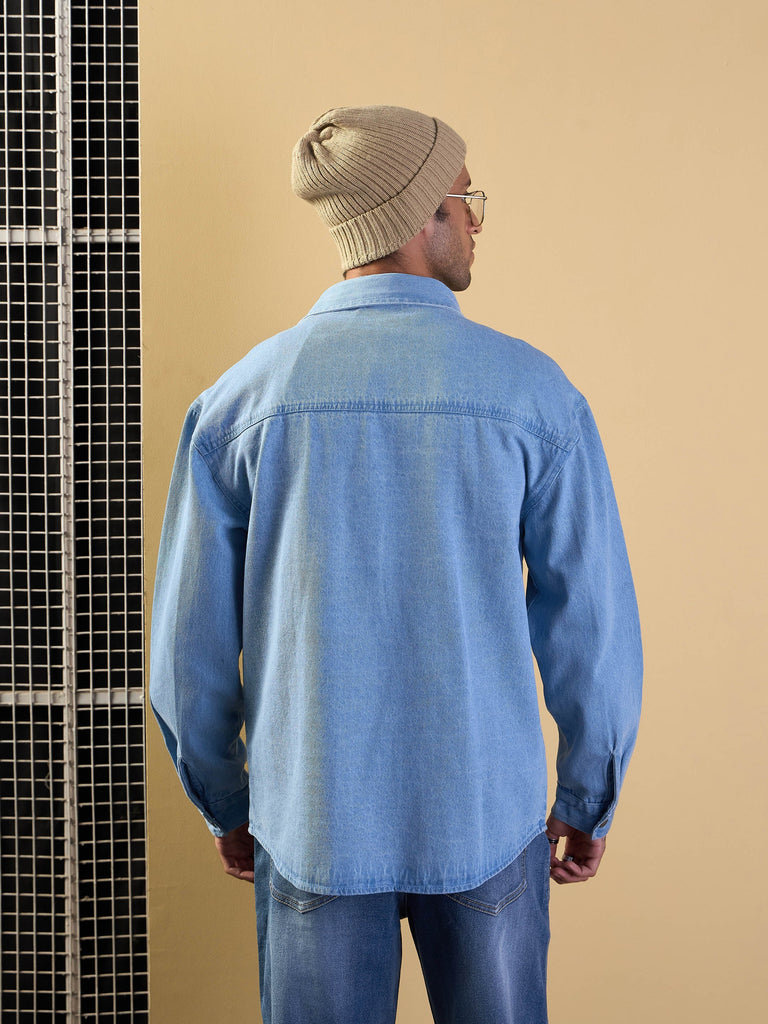 Men's Blue Over Size Shacket