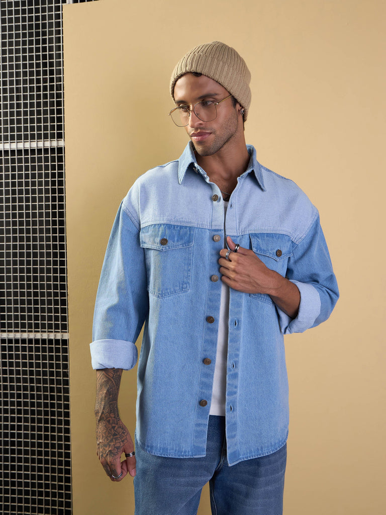 Men's Blue Over Size Shacket